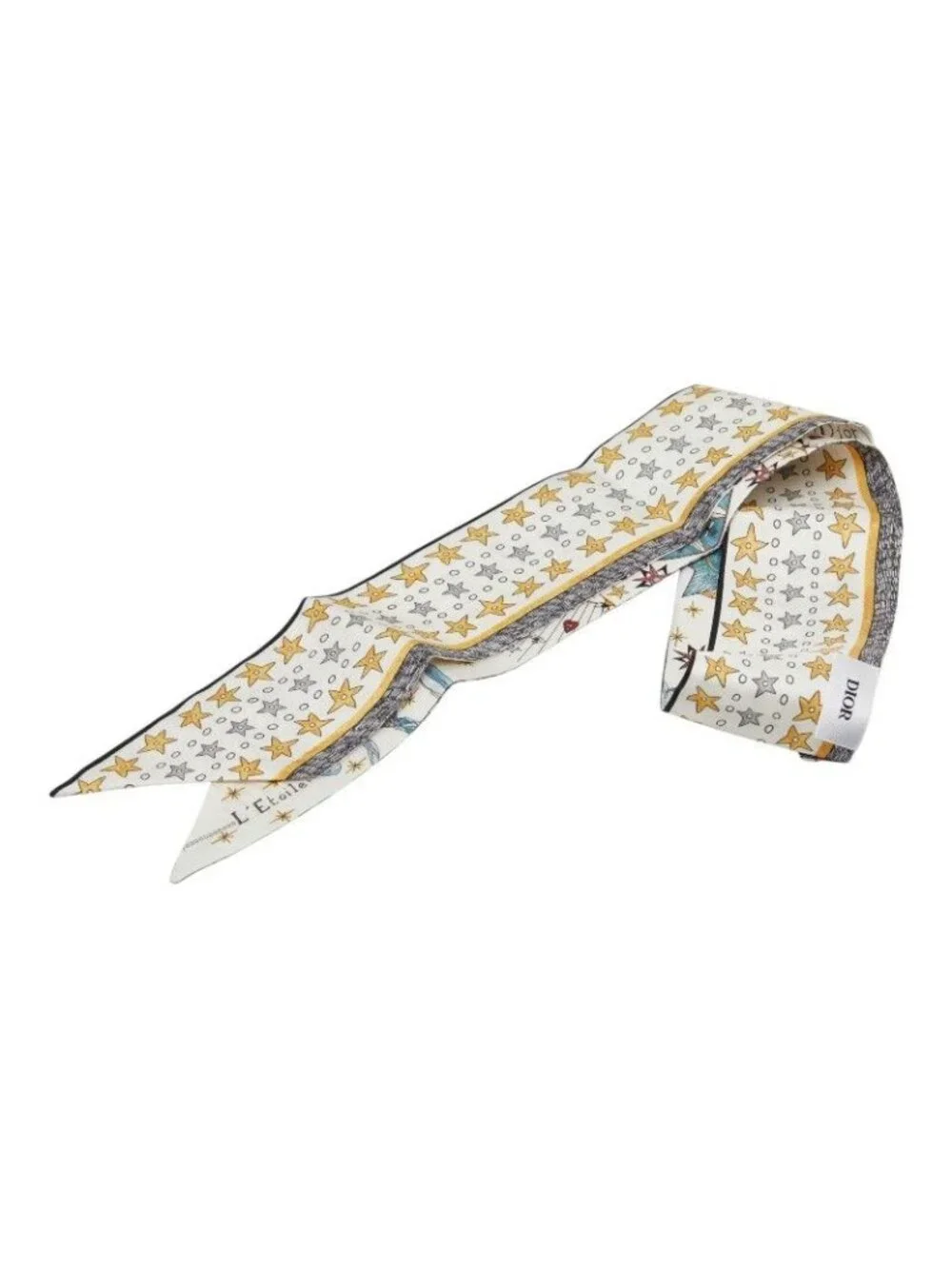Dior Mizza L'etoile Scarf White Multicolor Silk